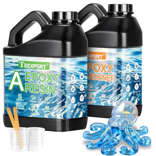 Teexpert 16oz Hochglanz Epoxidharz Set, Klares Selbstnivellierendes Blasenfreies Epoxy Resin, 1:1 Mischung Epoxidharz mit Härter für Schmuck, Formen, Wohnkultur, Untersetzer, Ornamente von Teexpert