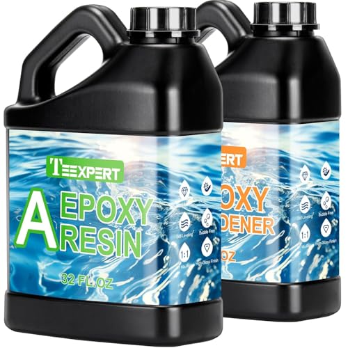 Teexpert 64oz Hochglanz Epoxidharz Set, Klares Selbstnivellierendes Blasenfreies Epoxy Resin, 1:1 Mischung Epoxidharz mit Härter für Schmuck, Formen, Wohnkultur, Untersetzer, Ornamente von Teexpert