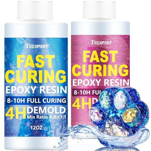 Teexpert Epoxidharz - Schnell härtende Harz 24OZ 4 Stunden Entformen Kristallklares selbstnivellierendes Gießharz, 8-10 Stunden schnelle Aushärtung Epoxidharz-Kit für Schmuck, Schlüsselanhänger, Holz Teexpert Epoxidharz - Schnell härtende Harz 24OZ 4 Stunden Entformen Kristallklares selbstnivellierendes Gießharz, 8-10 Stunden schnelle Aushärtung Epoxidharz-Kit für Schmuck, Schlüsselanhänger, Holz von Teexpert