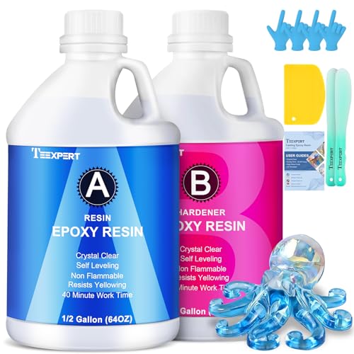 Teexpert Epoxidharz mit Härter, 1 Gallon Hochglanz epoxidharz Set, Blasenfreies Beschichtungs- und Gießharz für DIY-Kunst, Schmuck, Untersetzer, Weihnachtsdekorationen, Tischplatten, Formen, Holz Teexpert Epoxidharz mit Härter, 1 Gallon Hochglanz epoxidharz Set, Blasenfreies Beschichtungs- und Gießharz für DIY-Kunst, Schmuck, Untersetzer, Weihnachtsdekorationen, Tischplatten, Formen, Holz von Teexpert