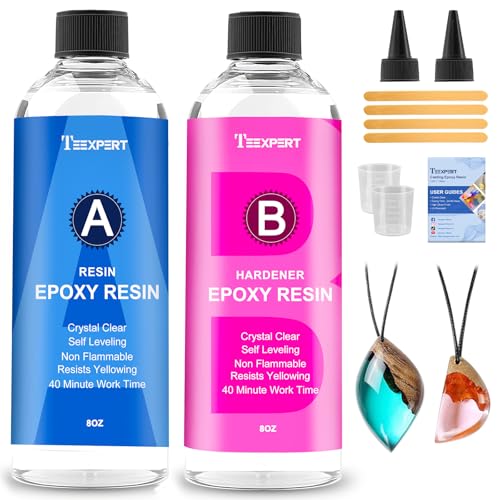 Teexpert Epoxidharz mit Härter, 16oz Hochglanz epoxidharz Set, Blasenfreies Beschichtungs- und Gießharz für DIY-Kunst, Schmuck, Untersetzer, Weihnachtsdekorationen, Tischplatten, Formen, Holz Teexpert Epoxidharz mit Härter, 16oz Hochglanz epoxidharz Set, Blasenfreies Beschichtungs- und Gießharz für DIY-Kunst, Schmuck, Untersetzer, Weihnachtsdekorationen, Tischplatten, Formen, Holz von Teexpert
