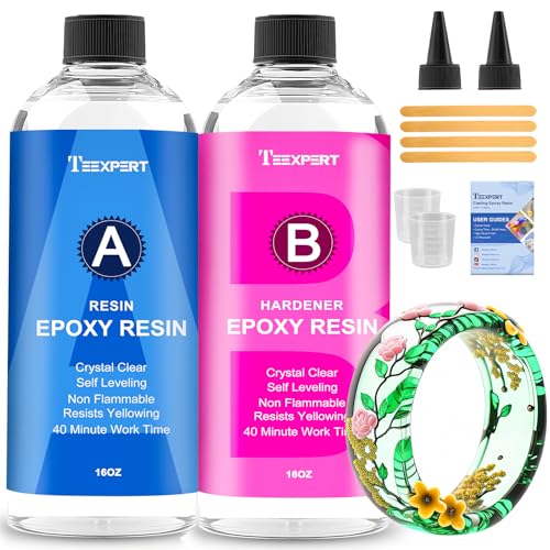 Teexpert Epoxidharz mit Härter, 32oz/950ml Hochglanz epoxidharz Set, Blasenfreies Beschichtungs- und Gießharz für DIY-Kunst, Schmuck, Untersetzer, Weihnachtsdekorationen, Tischplatten, Formen, Holz Teexpert Epoxidharz mit Härter, 32oz/950ml Hochglanz epoxidharz Set, Blasenfreies Beschichtungs- und Gießharz für DIY-Kunst, Schmuck, Untersetzer, Weihnachtsdekorationen, Tischplatten, Formen, Holz von Teexpert
