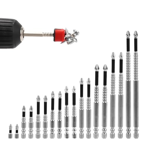 18-teiliges Neuer Vierschneidiger Sägezah, Hochmagnetisches Schraubendreher-Bohrer-Set, starkes magnetisches Schraubendreher-Bohrer-Set, rutschfeste magnetische Schraubendreher-Bits (18) von Tefola