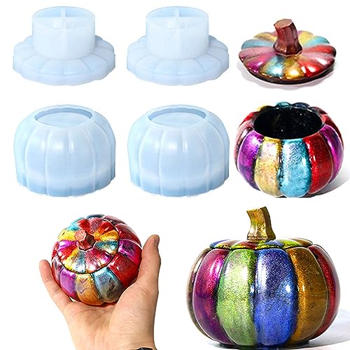 Tefola 2 Stück Silikonformen für Kürbistopf, Harzform für Halloween-Topf mit Deckel, Epoxidharz-DIY-Süßigkeitsbehälter, Schmuckschatulle, Bastel-Kerzenhalter, Heimdekoration Tefola 2 Stück Silikonformen für Kürbistopf, Harzform für Halloween-Topf mit Deckel, Epoxidharz-DIY-Süßigkeitsbehälter, Schmuckschatulle, Bastel-Kerzenhalter, Heimdekoration von Tefola