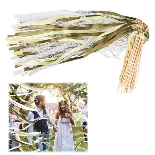 50 Stück Wedding Wands mit 100 Groß Glöckchen, Zauberstäbe Seidenfeenstab, eidenfeenstab, Wedding Wands Sitzplan Hochzeit Luftschlangen mit Groß Glöckchen und Hochzeitsbändern (Grün mit Spitze) 50 Stück Wedding Wands mit 100 Groß Glöckchen, Zauberstäbe Seidenfeenstab, eidenfeenstab, Wedding Wands Sitzplan Hochzeit Luftschlangen mit Groß Glöckchen und Hochzeitsbändern (Grün mit Spitze) von Tefola