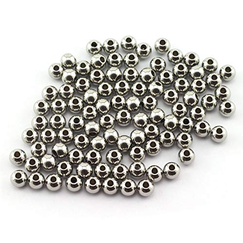 Tegg 100 Stück 6 mm glatte runde Abstandshalter Perlen DIY Handwerk Schmuckherstellung Zubehör 304 Edelstahl nahtlose lose Perlen 2 mm Loch Silber Tegg 100 Stück 6 mm glatte runde Abstandshalter Perlen DIY Handwerk Schmuckherstellung Zubehör 304 Edelstahl nahtlose lose Perlen 2 mm Loch Silber von Tegg