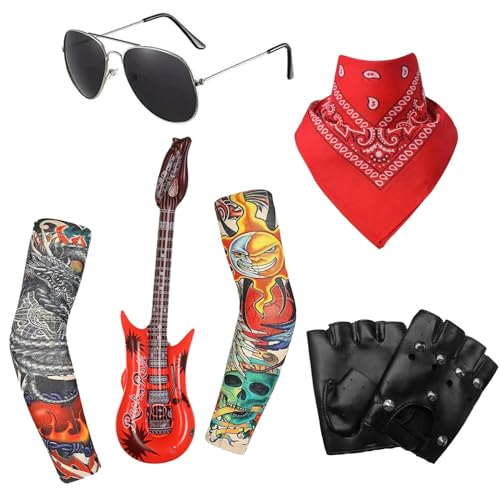 Tehent 7-teiliges Rockstar-Kostüm-Set – inklusive Brille und mehr, für Kinderparty – Rockstar-Kostüm für Jungen und Mädchen Tehent 7-teiliges Rockstar-Kostüm-Set – inklusive Brille und mehr, für Kinderparty – Rockstar-Kostüm für Jungen und Mädchen von Tehent