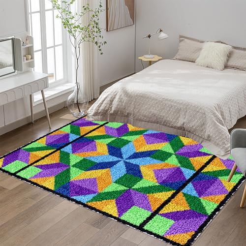 40x70 cm Knüpfteppich Zum Selber Knüpfen Großer, Knüpfen Set, Teppich Knüpfen Set Erwachsene, Knüpfset Latch Hook Kit Handarbeiten Anfänger Teppich Making Kit zum Selber Knüpfen Teppiche von Tehocwiz