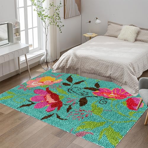 75 x110 cm Knüpfteppich Zum Selber Knüpfen Großer, Knüpfen Set, Teppich Knüpfen Set Erwachsene, Knüpfset Latch Hook Kit Handarbeiten Anfänger Teppich Making Kit zum Selber Knüpfen Teppiche von Tehocwiz