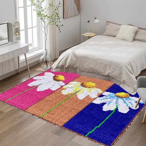 Knüpfteppich Zum Selber Knüpfen, Großer Knüpfen Set, Teppich Knüpfen Set Erwachsene, Knüpfset Latch Hook Kit Handarbeiten Anfänger Teppich Making Kit zum Selber Knüpfen Teppiche 75 x110 cm von Tehocwiz
