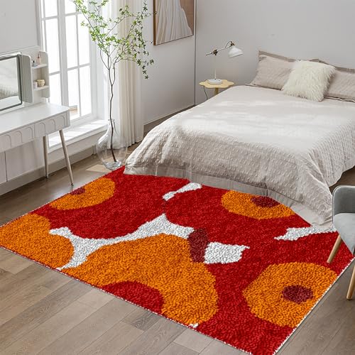 Knüpfteppich Zum Selber Knüpfen, Großer Teppich Knüpfen Set Erwachsene 38x52 cm Knüpfset Latch Hook Kit Handarbeiten, Anfänger Teppich Making Kit zum Selber Knüpfen Teppiche von Tehocwiz
