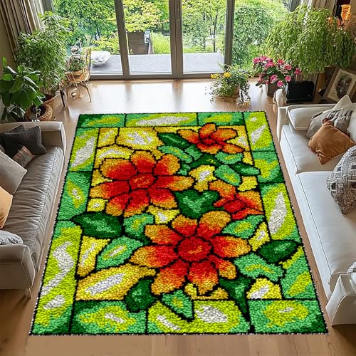 Tehocwiz Knüpfteppich Zum Selber Knüpfen, Tapisserie Teppich Knüpf-Sets Kreuzstich Set Knüpfen Set Für Erwachsene DIY Handwerk Geschenke Fußabtreter Knüpfen Set, Knüpfen 38x52 cm von Tehocwiz