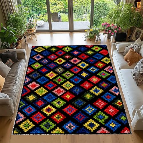 Tehocwiz Knüpfteppich Zum Selber Knüpfen 38x52 cm Knüpfhaken-Sets für Anfänger, Tapisserie Teppich Knüpf-Sets Knüpfsets Latch Hook Kit Selbst Knüpfen Set für Erwachsene von Tehocwiz