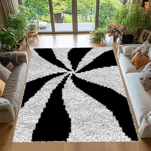 Tehocwiz Knüpfteppich Zum Selber Knüpfen 40x70 cm Knüpfhaken-Sets für Anfänger, Tapisserie Teppich Knüpf-Sets Knüpfsets Latch Hook Kit Selbst Knüpfen Set für Erwachsene von Tehocwiz