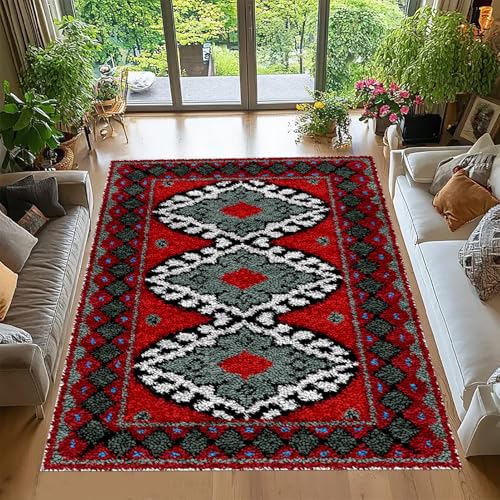 Tehocwiz Knüpfteppich Zum Selber Knüpfen 69 x102 cm Knüpfhaken-Sets für Anfänger, Tapisserie Teppich Knüpf-Sets Knüpfsets Latch Hook Kit Selbst Knüpfen Set für Erwachsene von Tehocwiz