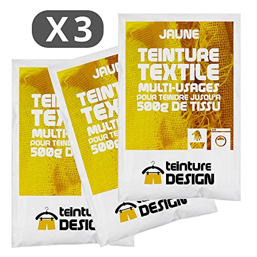 Set aus 3 Textilfarben - Gelb - Universal Textilfarbe für Kleidung und natürliche Stoffe von Teinture Design