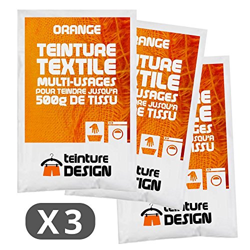 Set aus 3 Textilfarben - Universal Textilfarbe für Kleidung und natürliche Stoffe (Orange) von Teinture Design
