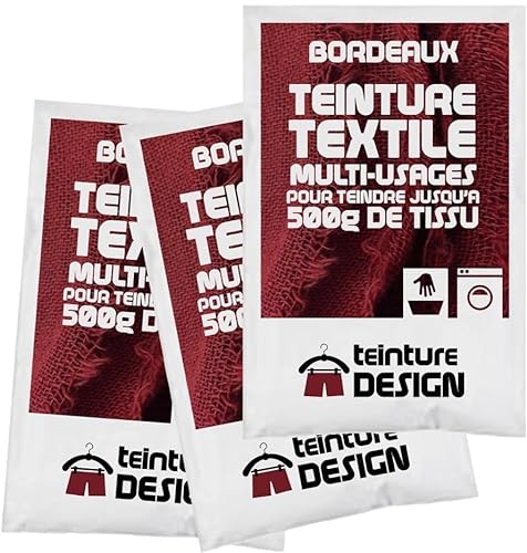 Textilfarbe Universal - 3 Stück - Burgundrot - Tie dye - Batik - Shibori von Teinture Design