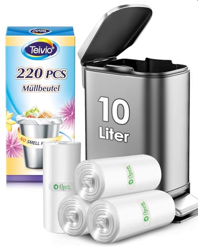 Teivio Müllbeutel, 10 L, 220 Stück, reißfest, kleine Kunststoffbeutel für Zuhause, Büro, Küche, Bad, transparent, passend für 7,5-10 L Mülleimer Teivio Müllbeutel, 10 L, 220 Stück, reißfest, kleine Kunststoffbeutel für Zuhause, Büro, Küche, Bad, transparent, passend für 7,5-10 L Mülleimer von Teivio
