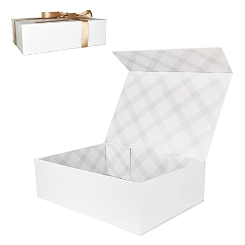 Tekhoho Weiß Große Geschenkbox 33x23.7x10 cm, Premium Geschenkbox mit Magnetdeckel und Geschenkband für Feiertage Hochzeit Geburtstag Geschenkverpackung, Kariertes Innenfutter Tekhoho Weiß Große Geschenkbox 33x23.7x10 cm, Premium Geschenkbox mit Magnetdeckel und Geschenkband für Feiertage Hochzeit Geburtstag Geschenkverpackung, Kariertes Innenfutter von Tekhoho
