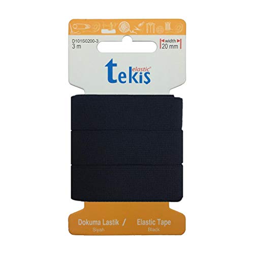 Tekiş Elastic 20 mm Gummiband 3m 20mm breite gummilitze (schwarz) von Tekiş Elastic