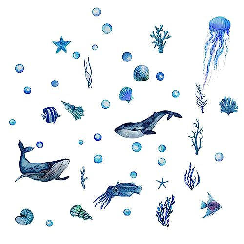 Ozeanfische Wandaufkleber - Unterwasserwelt Wandaufkleber - Wasserdicht Wiederverwendbar Sea Life Tiere Wandaufkleber, Unterwasserwelt Wandkunst für Schlafzimmer Teksome von Teksome