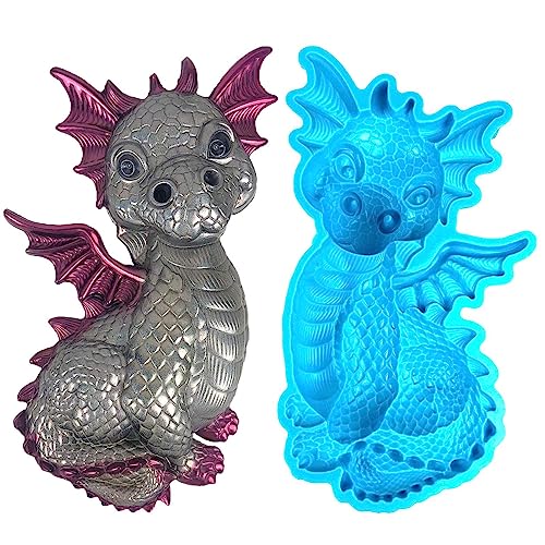 Teksome Silikon-Drachen-Harzformen | -Drachenharzformen | Drachen-Epoxidharz-Silikonform für Fondant-Kuchendekoration, Polymerton, Zement von Teksome