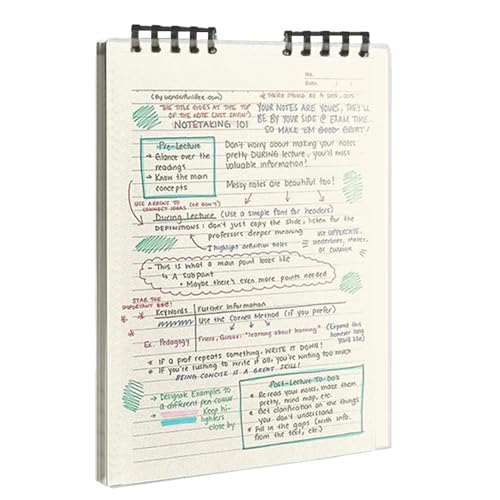 Teksome Arbeitsnotizbuch Für Meetings - Spiralbindung mit Lineatur - 60 Blatt Lose-Blatt-Papier Notizblock für Schule Universität Schüler Studenten Kinder Lehrer von Teksome