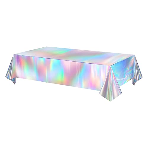 Teksome Disco-Party-Tischdecke,Glänzende Tischdecke | Tischdecke für Partys mit holografischem Design, wasserfeste, ölbeständige Tischdekoration für Aktivitäten im Innen- und Außenbereich von Teksome