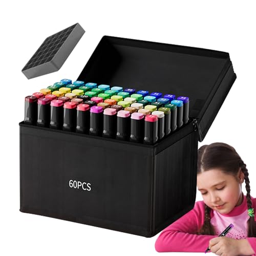 Teksome Doppelspitze Marker,60 Farben Alkohol Doppelspitzen-Marker Set | Zeichen- & Malzubehör Mit Aquarell- & Ölbasierte Stifte Für Glasdekoration Bastelprojekte Teksome Doppelspitze Marker,60 Farben Alkohol Doppelspitzen-Marker Set | Zeichen- & Malzubehör Mit Aquarell- & Ölbasierte Stifte Für Glasdekoration Bastelprojekte von Teksome