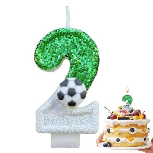 Teksome Fußball-Geburtstagskerze – Fußball-Kuchenaufsatz, glitzernde Fußball-Zahlenkerzen-Dekorationen, kreative Kuchendekoration für Geburtstag, Hochzeit, Jahrestag von Teksome