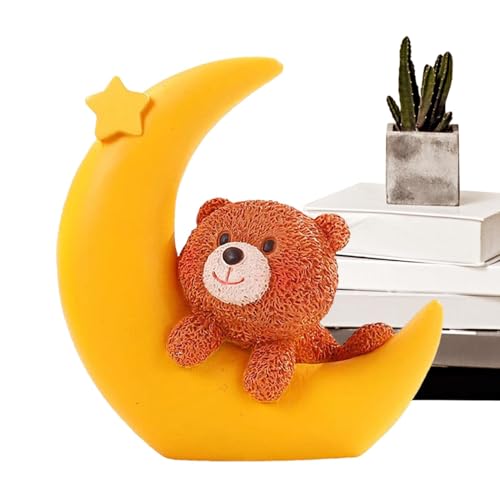 Teksome Süße Kuchen -Topper, Mondbärenkuchen -Topper - Dekorative Skulptur für Schreibtisch - Dekorative Tabletop Ornament, Kuchendekoration Mondbärskulptur für Heimtisch von Teksome