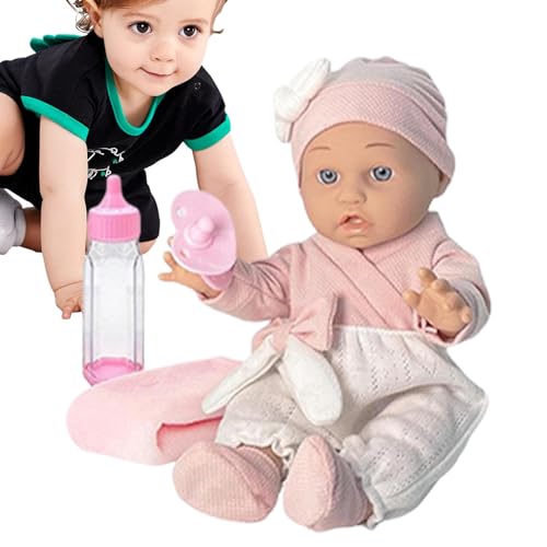 Teksome Wiedergeborene Puppe, wiedergeborene Babys - Weiche Kleinkindpuppe - Realistische wiedergeborene Kleinkindpuppen, 12 Zoll realistische wiedergeborene Kleinkindpuppe mit Kleidung, Flasche und von Teksome