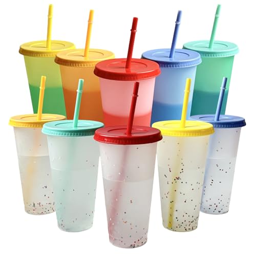 10er Farbwechsel-Isolierbecher 24oz mit Deckel & Strohhalm – Magische Thermotasse für kalte Getränke, inkl. Reinigungsbürste, 5 Farben – Für Eiskaffee, Smoothies & Unterwegs (Kinder & Erwachsene) 10er Farbwechsel-Isolierbecher 24oz mit Deckel & Strohhalm – Magische Thermotasse für kalte Getränke, inkl. Reinigungsbürste, 5 Farben – Für Eiskaffee, Smoothies & Unterwegs (Kinder & Erwachsene) von Tel Charme *