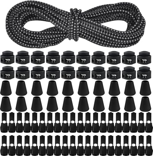 Elastische Gummischnur 10m X 3mm, Elastische Runde Schnur mit 40Pcs Reißverschluss Lock Cord, Elastische Gummiseil für Kordelzug Rucksack Bekleid Wäscheleinen Schnürsenkel, Schwarz und weiß Elastische Gummischnur 10m X 3mm, Elastische Runde Schnur mit 40Pcs Reißverschluss Lock Cord, Elastische Gummiseil für Kordelzug Rucksack Bekleid Wäscheleinen Schnürsenkel, Schwarz und weiß von Tel Charme *