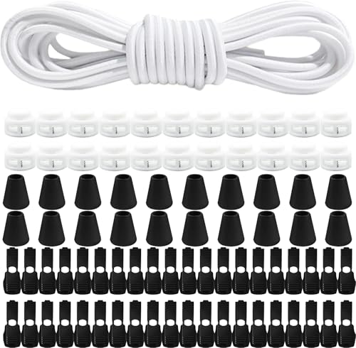 Elastische Gummischnur 10m X 3mm, Elastische Runde Schnur mit 40Pcs Reißverschluss Lock Cord, Elastische Gummiseil für Kordelzug Rucksack Bekleid Wäscheleinen Schnürsenkel, weiß Elastische Gummischnur 10m X 3mm, Elastische Runde Schnur mit 40Pcs Reißverschluss Lock Cord, Elastische Gummiseil für Kordelzug Rucksack Bekleid Wäscheleinen Schnürsenkel, weiß von Tel Charme *