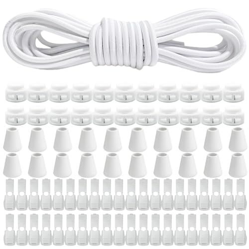 Elastische Gummischnur 10m X 3mm, Elastische Runde Schnur mit 40Pcs Reißverschluss Lock Cord, Elastische Gummiseil für Kordelzug Rucksack Bekleid Wäscheleinen Schnürsenkel, weiß Elastische Gummischnur 10m X 3mm, Elastische Runde Schnur mit 40Pcs Reißverschluss Lock Cord, Elastische Gummiseil für Kordelzug Rucksack Bekleid Wäscheleinen Schnürsenkel, weiß von Tel Charme *