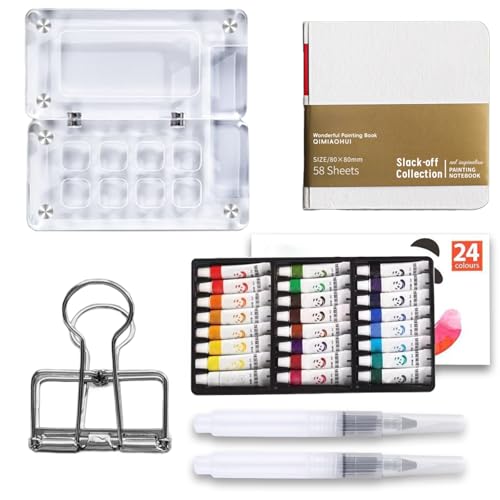 Mini Palette Aquarell Set, inkl.Tragbar aquarell Palette 8 Gitter und 24 Color Aquarellfarben, Skizzenbuch, Taschenkünstler Malerei Reiseset für Maler, Künstler, Studentens Mini Palette Aquarell Set, inkl.Tragbar aquarell Palette 8 Gitter und 24 Color Aquarellfarben, Skizzenbuch, Taschenkünstler Malerei Reiseset für Maler, Künstler, Studentens von Tel Charme *