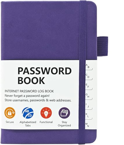 Passwortbuch mit Alphabetischen Registern, notizbuch mit register, kleines notizbuch, Passwort Passwort-Notizbuch für Internet-Webseitenadressen und Login-Details, Passwort-Logbuch.(Lila) von Tel Charme *