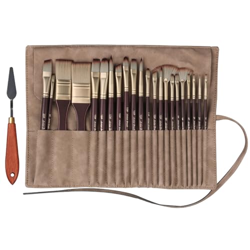 Pinselset Acrylfarben, Acryl Pinsel Set 22 Stück Künstlerpinsel mit Organisationstasche und Spachtel für Paint Brush Aquarellpinsel, Gouache Pinsel, Ölmalerei Pinsel Perfekt für Künstler Hobbyisten von Tel Charme *