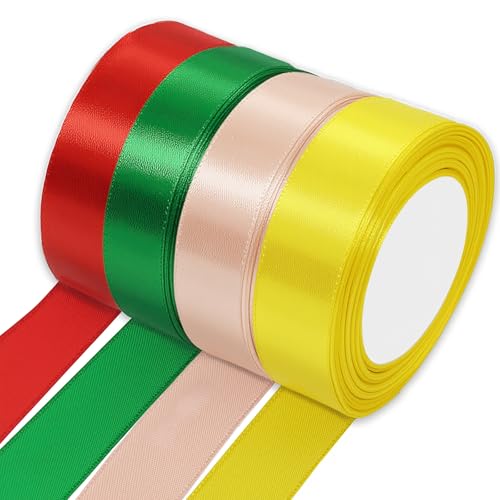 Satinband Geschenkband 4 Farben, 24yard 25mm Breit Satinband Bänder, Schleifenband für Geschenkverpackung, Kunsthandwerk, Haarschleifen, Blumenstrauß, Dekoration Satinband Geschenkband 4 Farben, 24yard 25mm Breit Satinband Bänder, Schleifenband für Geschenkverpackung, Kunsthandwerk, Haarschleifen, Blumenstrauß, Dekoration von Tel Charme *