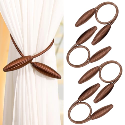 Vorhang Raffhalter 4 Stück, Gardinen Raffhalter Kaffeebraun Gardinen Halter, Vorhang Clip Gardinenhalter, Vorhang Halter Raffhalter für Gardinenklammern Vorhänge Zuhause, Büro, Dekoration von Tel Charme *