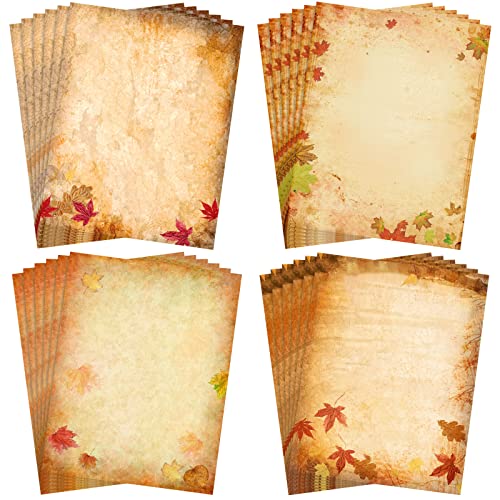 48 Blatt Herbst-Briefpapier, Herbstblätter, Briefkopf, 4 Designs, Herbst-Thema, Erntedankfest, dekorativ, 21,6 x 27,7 cm, tolles bedrucktes Papier für Halloween, Büro, Schule, Zuhause, Hochzeit 48 Blatt Herbst-Briefpapier, Herbstblätter, Briefkopf, 4 Designs, Herbst-Thema, Erntedankfest, dekorativ, 21,6 x 27,7 cm, tolles bedrucktes Papier für Halloween, Büro, Schule, Zuhause, Hochzeit von Teling