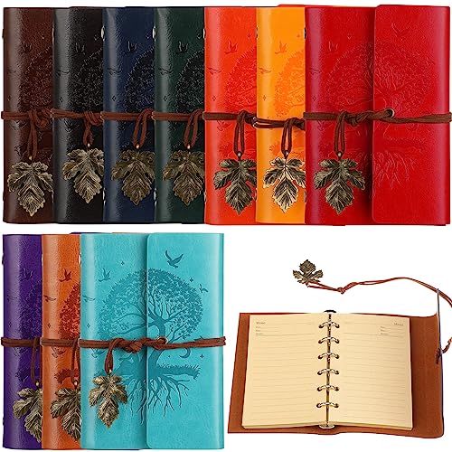 Teling 10 Stück PU-Leder-Tagebuch, Baum, Vintage, nachfüllbar, Reisetagebuch, rustikales gebundenes Tagebuch, tägliches Schreiben, Notizblock mit linierten Seiten, Geschenke für Männer und Frauen (A7, Teling 10 Stück PU-Leder-Tagebuch, Baum, Vintage, nachfüllbar, Reisetagebuch, rustikales gebundenes Tagebuch, tägliches Schreiben, Notizblock mit linierten Seiten, Geschenke für Männer und Frauen (A7, von Teling