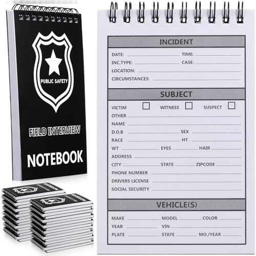 Teling 32 Stück Public Safety Police Field Interview Notebook Bericht Notizblock für Strafverfolgungsbeamte Geschenke Ticketbuch Notizbuch Cop Interview Ausrüstung Zubehör, 70 Blatt/140 Seiten von Teling