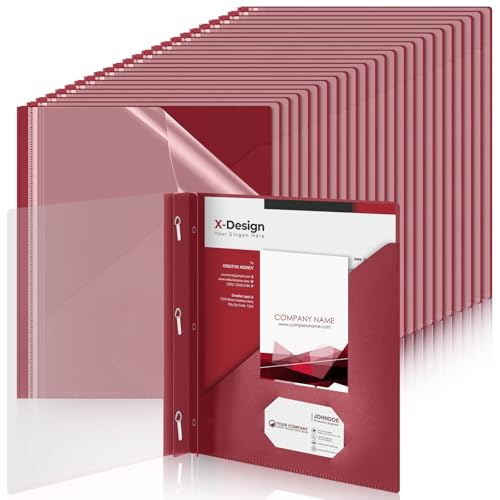 Teling Transparente Vorderseiten mit 3 Zinkenverschlüssen, Kunststoff-Bücherumschläge, 90 Blatt Kapazität, für Lebenslauf, Portfolio, Präsentationsmappe für Bürobedarf, Dunkelrot, 48 Stück Teling Transparente Vorderseiten mit 3 Zinkenverschlüssen, Kunststoff-Bücherumschläge, 90 Blatt Kapazität, für Lebenslauf, Portfolio, Präsentationsmappe für Bürobedarf, Dunkelrot, 48 Stück von Teling