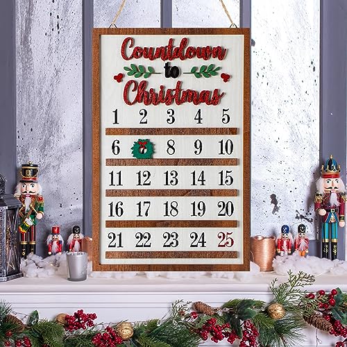 Teling Weihnachts-Countdown-Kalender aus Holz zum Aufhängen, Adventskalender, Holz, Bauernhaus, Weihnachtswanddekoration, Weihnachts-Countdown-Schild für Frauen und Männer, Urlaubsparty-Zubehör Teling Weihnachts-Countdown-Kalender aus Holz zum Aufhängen, Adventskalender, Holz, Bauernhaus, Weihnachtswanddekoration, Weihnachts-Countdown-Schild für Frauen und Männer, Urlaubsparty-Zubehör von Teling