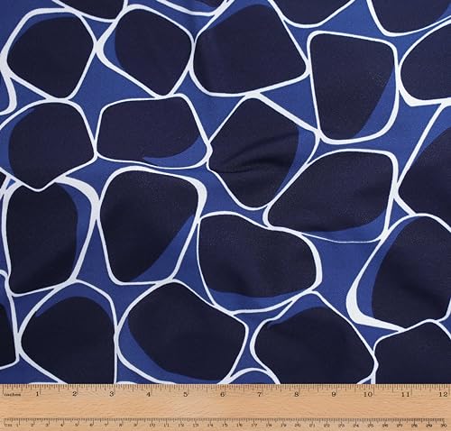 Télio 42717-03-15Y Crezia-Aufdruck Stoff, Polyester-Mischung, Blau von Télio