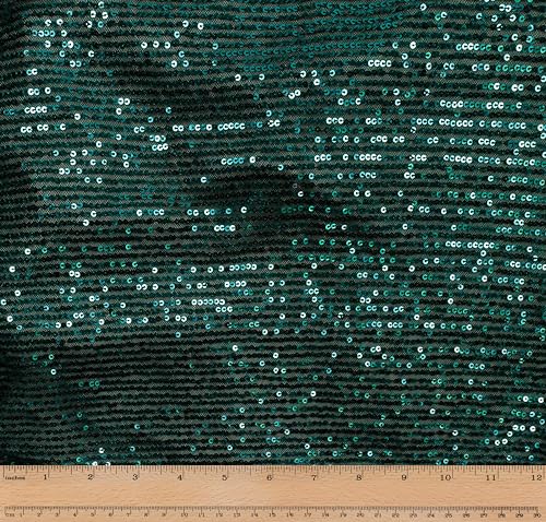 Télio 43145-13-10Y Carlton Pailletten Stoff, Polyester-Mischung, Smaragdgrün/Schwarz von Télio