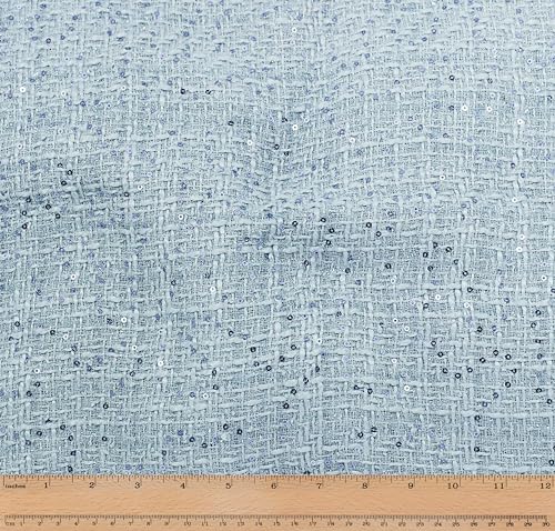 Télio 43206-12-15Y Hermance Tweed Stoff, Polyester, Lurex, hellblau, 58 Inches von Télio